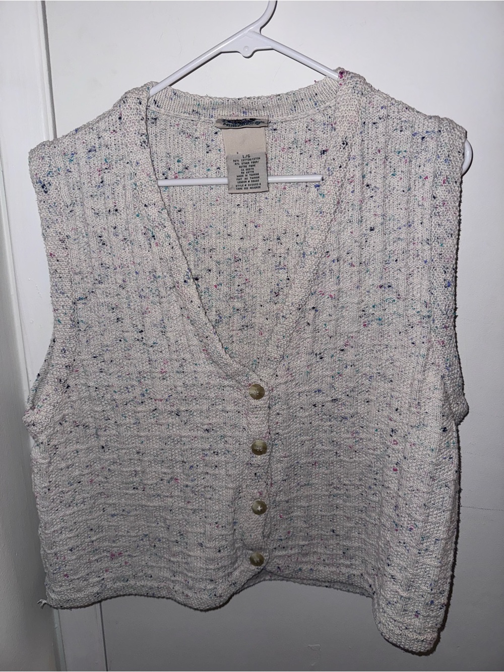 Vintage 90s Northern Reflections Confetti Knit Sweater Vest Size L Cottagecore